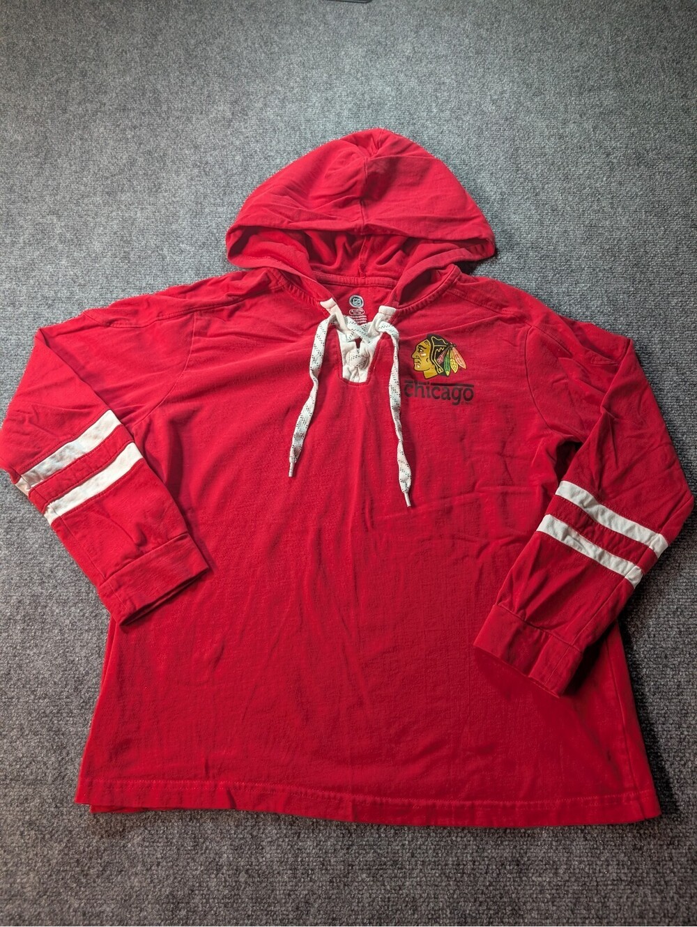 NHL Chicago Blackhawks Red Hooded Pullover Sweatshirt Womens XL Hockey